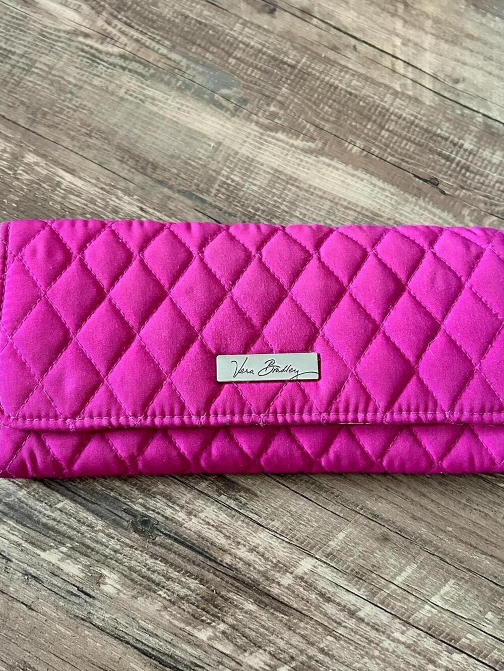 Vera Bradley Women's Pink Quilted Wallet Floral Interior